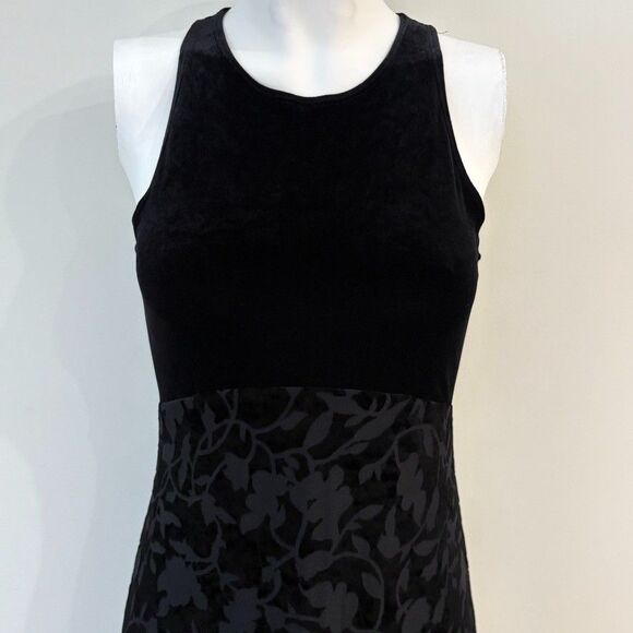 VTG Laundry Shelli Segal Black Velvet Burnout Maxi Dress Vamp Whimsigoth Sz 4P - Picture 3 of 10